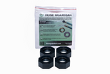 Hose Guardian packaging with four black hexagonal washers on a white background